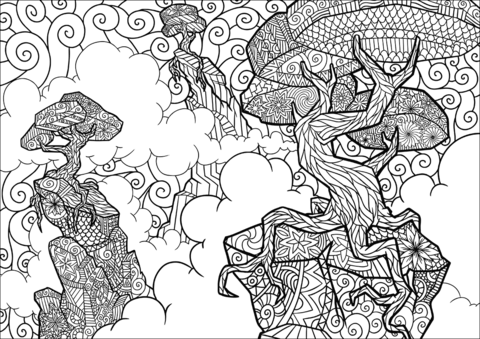 Anti Stress Landscape Coloring Page